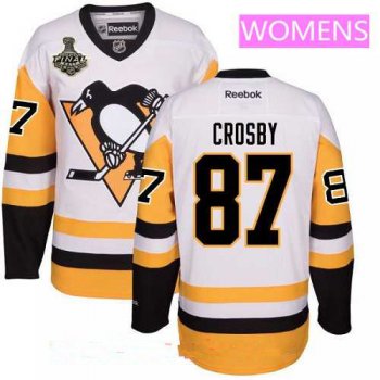 Women's Pittsburgh Penguins #87 Sidney Crosby White Third 2017 Stanley Cup Finals Patch Stitched NHL Reebok Hockey Jersey