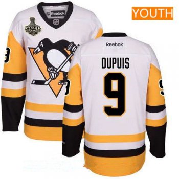 Youth Pittsburgh Penguins #9 Pascal Dupuis White Third 2017 Stanley Cup Finals Patch Stitched NHL Reebok Hockey Jersey