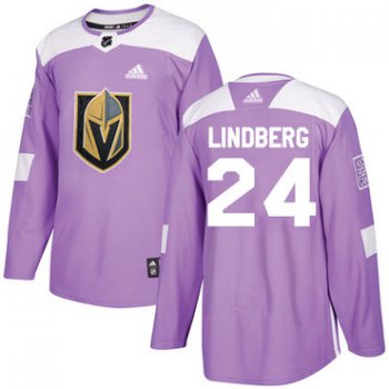 Adidas Golden Knights #24 Oscar Lindberg Purple Authentic Fights Cancer Stitched NHL Jersey