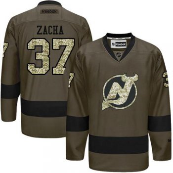 Adidas New Jersey Devils #37 Pavel Zacha Green Salute to Service Stitched NHL Jersey