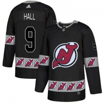 Men's New Jersey Devils #9 Taylor Hall Black Team Logos Fashion Adidas Jersey