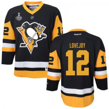 Women's Pittsburgh Penguins #12 Ben Lovejoy Black With Yellow 2017 Stanley Cup NHL Finals Patch Jersey