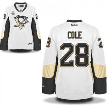 Women's Pittsburgh Penguins #28 Ian Cole White Road 2017 Stanley Cup NHL Finals Patch Jersey