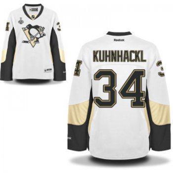 Women's Pittsburgh Penguins #34 Tom Kuhnhackl White Road 2017 Stanley Cup NHL Finals Patch Jersey