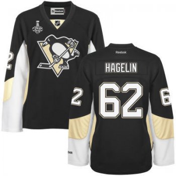 Women's Pittsburgh Penguins #62 Carl Hagelin Black Team Color 2017 Stanley Cup NHL Finals Patch Jersey