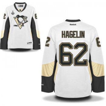 Women's Pittsburgh Penguins #62 Carl Hagelin White Road 2017 Stanley Cup NHL Finals Patch Jersey