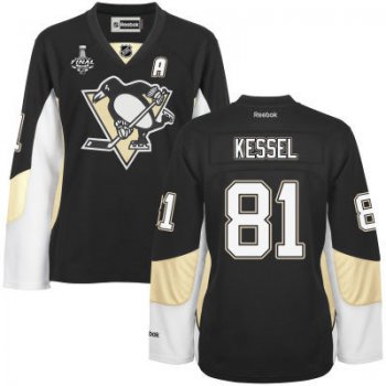 Women's Pittsburgh Penguins #81 Phil Kessel Black Team Color 2017 Stanley Cup NHL Finals Patch Jersey