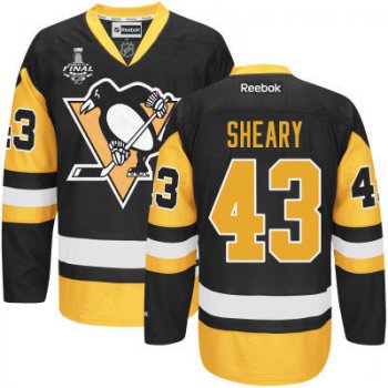 Youth Pittsburgh Penguins #43 Conor Sheary Black With Gold 2017 Stanley Cup NHL Finals Patch Jersey