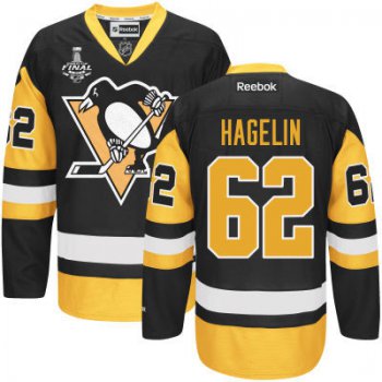 Youth Pittsburgh Penguins #62 Carl Hagelin Black With Gold 2017 Stanley Cup NHL Finals Patch Jersey