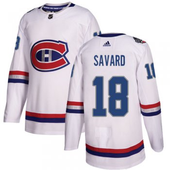 Adidas Canadiens #18 Serge Savard White Authentic 2017 100 Classic Stitched NHL Jersey