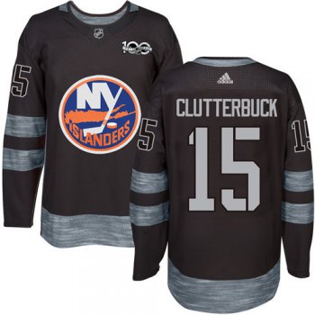 Adidas Islanders #15 Cal Clutterbuck Black 1917-2017 100th Anniversary Stitched NHL Jersey