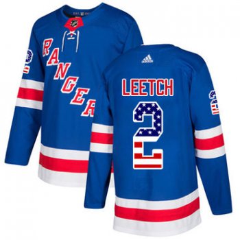 Adidas Rangers #2 Brian Leetch Royal Blue Home Authentic USA Flag Stitched NHL Jersey