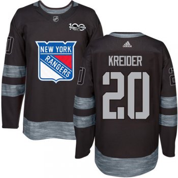 Men's York Rangers #20 Chris Kreider Black 1917-2017 100th Anniversary Stitched NHL Jersey