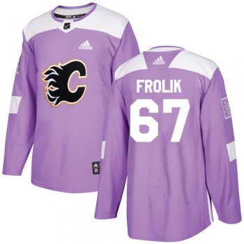 Adidas Flames #67 Michael Frolik Purple Authentic Fights Cancer Stitched NHL Jersey