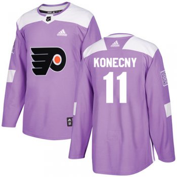 Adidas Flyers #11 Travis Konecny Purple Authentic Fights Cancer Stitched NHL Jersey