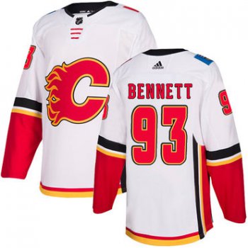 Men's Adidas Calgary Flames #93 Sam Bennett White Away Authentic NHL Jersey