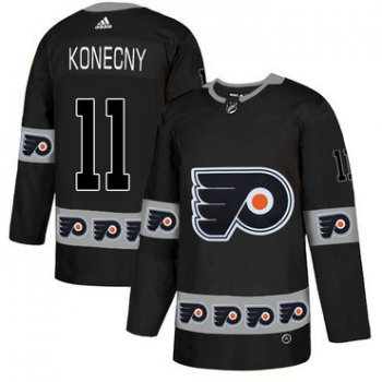 Men's Philadelphia Flyers #11 Travis Konecny Black Team Logos Fashion Adidas Jersey