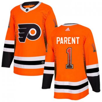Men's Philadelphia Flyers #1 Bernie Parent Orange Drift Fashion Adidas Jersey
