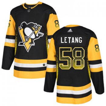 Men's Pittsburgh Penguins #58 Kris Letang Black Drift Fashion Adidas Jersey