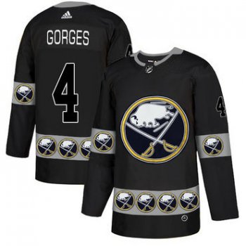 Men's Buffalo Sabres #4 Josh Gorges Black Team Logos Fashion Adidas Jersey
