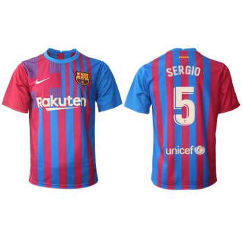 Men 2021-2022 Club Barcelona home aaa version red 5 Nike Soccer Jerseys
