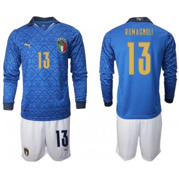 Men 2021 European Cup Italy home Long sleeve 13 soccer jerseys