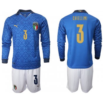 Men 2021 European Cup Italy home Long sleeve 3 soccer jerseys