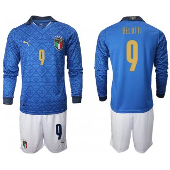 Men 2021 European Cup Italy home Long sleeve 9 soccer jerseys