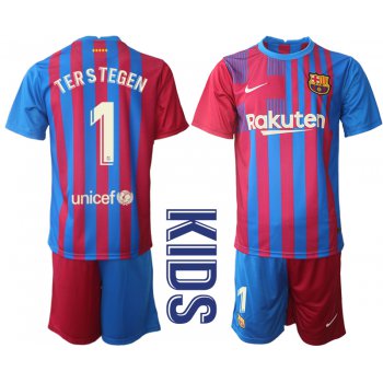 Youth 2021-2022 Club Barcelona home red 1 Nike Soccer Jerseys