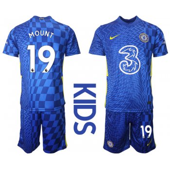 Youth 2021-2022 Club Chelsea FC home blue 19 Nike Soccer Jerseys