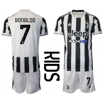 Youth 2021-2022 Club Juventus home white 7 Adidas Soccer Jersey
