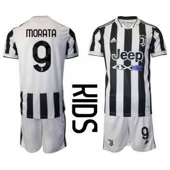 Youth 2021-2022 Club Juventus home white 9 Adidas Soccer Jersey