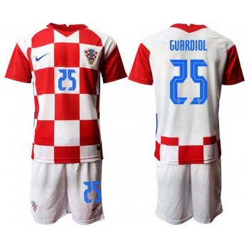 Men 2020-2021 European Cup Croatia home red 25 Nike Soccer Jersey