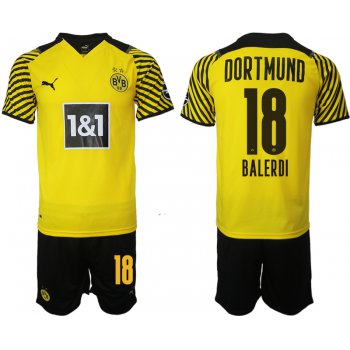 Men 2021-2022 Club Borussia Dortmund home 18 yellow Soccer Jersey