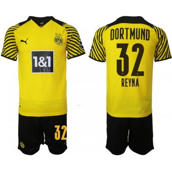 Men 2021-2022 Club Borussia Dortmund home 32 yellow Soccer Jersey
