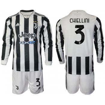 Men 2021-2022 Club Juventus home white Long Sleeve 3 Adidas Soccer Jersey