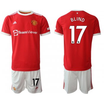 Men 2021-2022 Club Manchester United home red 17 Adidas Soccer Jersey