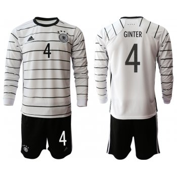Men 2021 European Cup Germany home white Long sleeve 4 Soccer Jersey