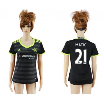 2016-17 Chelsea #21 MATIC Away Soccer Women's Black AAA+ Shirt