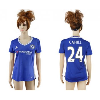 2016-17 Chelsea #24 CAHILL Home Soccer Women's Blue AAA+ Shirt