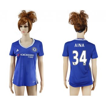 2016-17 Chelsea #34 AINA Home Soccer Women's Blue AAA+ Shirt