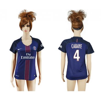 2016-17 Paris Saint-Germain #4 CABAYE Home Soccer Women's Navy Blue AAA+ Shirt