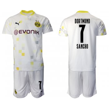 Men 2020-2021 club Borussia Dortmund Second away 7 white Soccer Jerseys