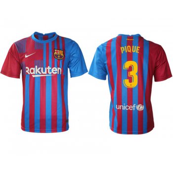 Men 2021-2022 Club Barcelona home aaa version red 3 Nike Soccer Jersey