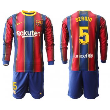 Men 2020-2021 club Barcelona home long sleeve 5 red Soccer Jerseys