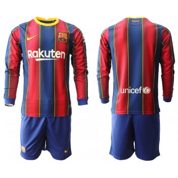 Men 2020-2021 club Barcelona home long sleeve red Soccer Jerseys
