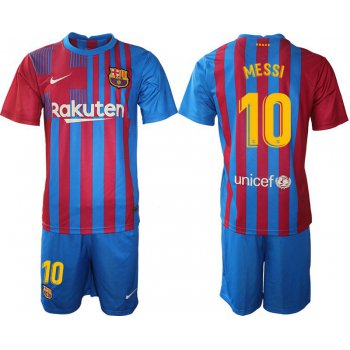 Men 2021-2022 Club Barcelona home blue 10 Nike Soccer Jerseys