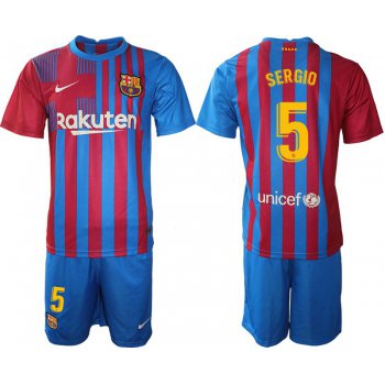 Men 2021-2022 Club Barcelona home blue 5 Nike Soccer Jersey