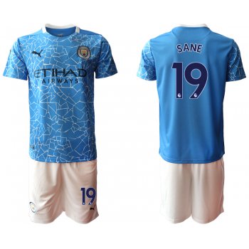 Men 2020-2021 club Manchester City home 19 blue Soccer Jerseys