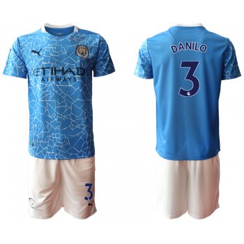 Men 2020-2021 club Manchester City home 3 blue Soccer Jerseys